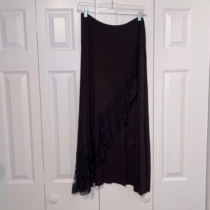 Black Midi Skirt with Lace